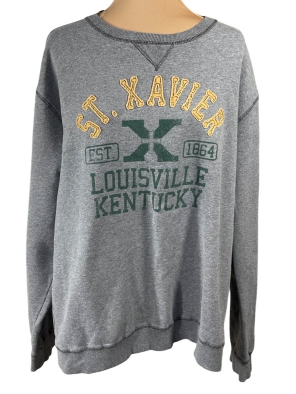 Blue 84 Sweatshirt St. Xavier Louisville KY Grey Size XXL Crew Neck Stitched